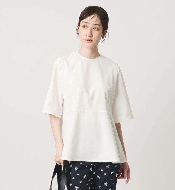 UNITED ARROWS「５分袖 ペプラム Tシャツ ‐吸水速乾‐」|Tシャツ・カットソー|WHITE