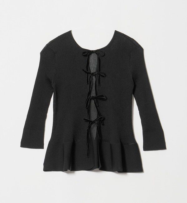 UNITED ARROWS「シアー リボン 2WAYカーディガン ‐ウォッシャブル‐」|カーディガン|BLACK