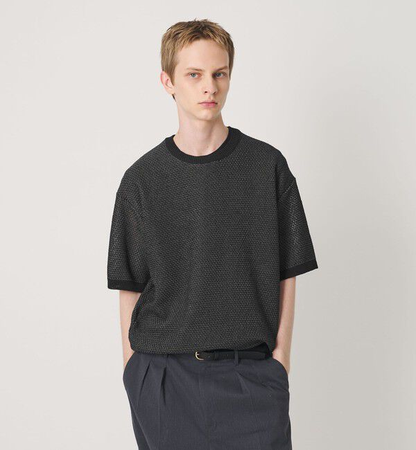 BEAUTY&YOUTH UNITED ARROWS「ダイアゴナル ウェーブ パターン クルーネック ニット」|ニット・セーター|DK.GRAY