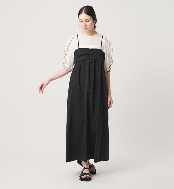 BEAUTY&YOUTH UNITED ARROWS「チェック＆ソリッド キャミソールワンピース ウォッシャブル」|ワンピース|BLACK