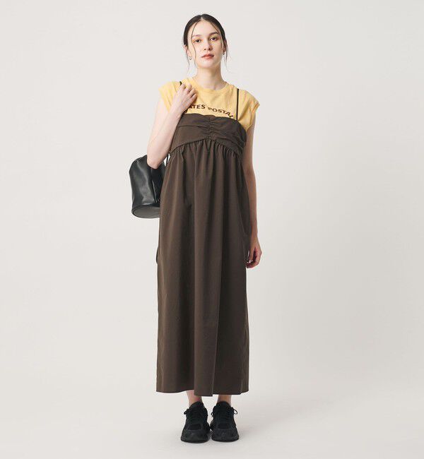 BEAUTY&YOUTH UNITED ARROWS「チェック＆ソリッド キャミソールワンピース ウォッシャブル」|ワンピース|DK.BROWN