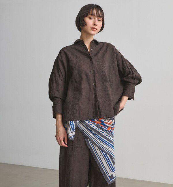 UNITED ARROWS「リネン ドルマン シャツ ‐ウォッシャブル‐」|シャツ・ブラウス|DK.BROWN