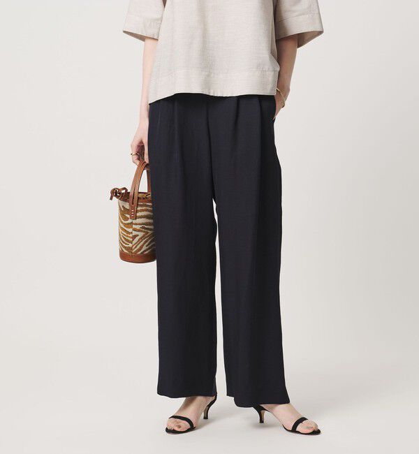 UNITED ARROWS「タック イージーパンツ ‐ウォッシャブル‐」|チノ|NAVY