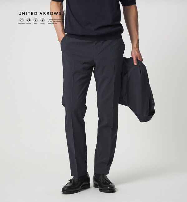 UNITED ARROWS「ポリエステル T＆T ノープリーツ パンツ UA COZY ウォッシャブル ヨコストレッチ」|スラックス|NAVY