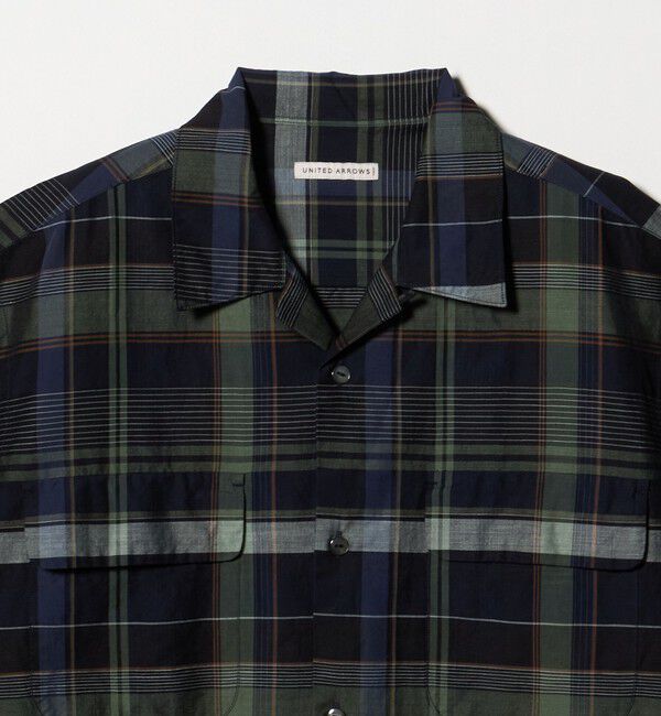 UNITED ARROWS「コットン/リネン ダークマドラスチェック オープンカラーシャツ」|シャツ・ブラウス|