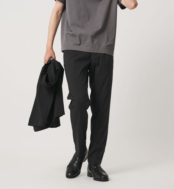 UNITED ARROWS「ウェザーコンフォート メランジ サイドシャーリング 1プリーツ パンツ 撥水 ヨコストレッチ」|チノ|