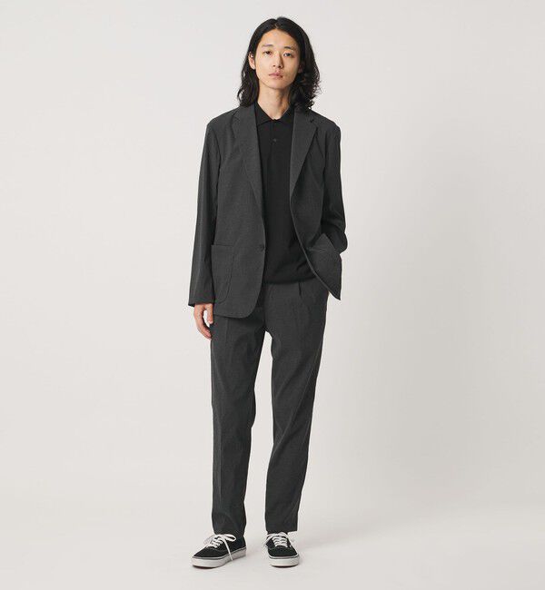 UNITED ARROWS「ウェザーコンフォート メランジ サイドシャーリング 1プリーツ パンツ 撥水 ヨコストレッチ」|チノ|