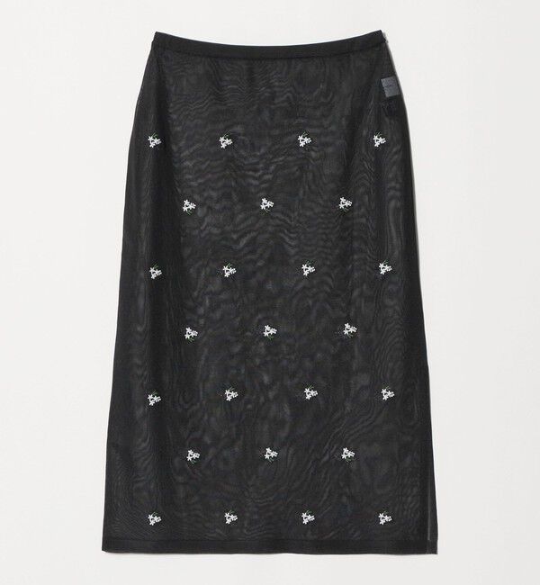 UNITED ARROWS「シアー フラワー スカート」|タイト|BLACK