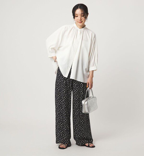 UNITED ARROWS green label relaxing「【WEB限定】＜at ease＞ノーカラー ギャザー ブラウス UVカット 通気性」|シャツ・ブラウス|