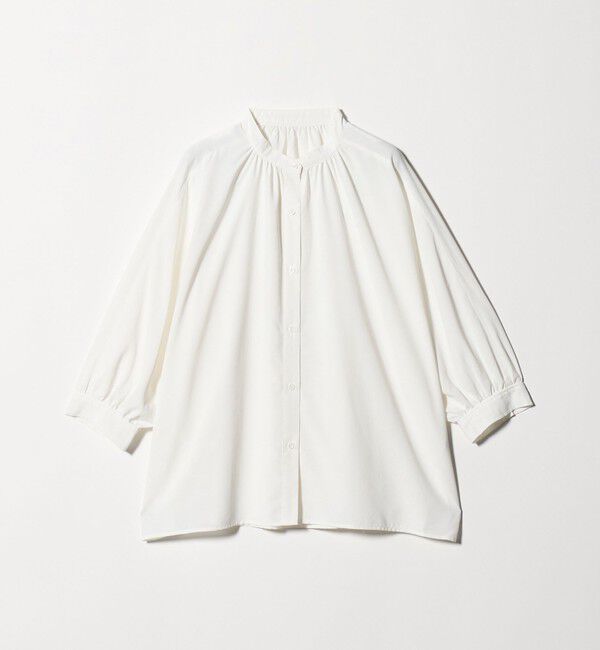 UNITED ARROWS green label relaxing「【WEB限定】＜at ease＞ノーカラー ギャザー ブラウス UVカット 通気性」|シャツ・ブラウス|