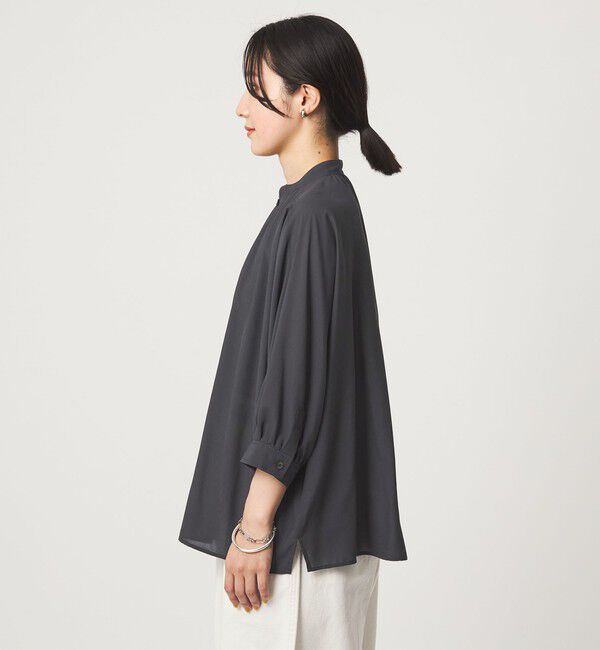 UNITED ARROWS green label relaxing「【WEB限定】＜at ease＞ノーカラー ギャザー ブラウス UVカット 通気性」|シャツ・ブラウス|