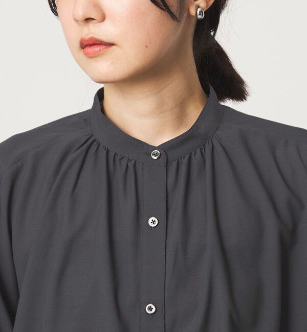 UNITED ARROWS green label relaxing「【WEB限定】＜at ease＞ノーカラー ギャザー ブラウス UVカット 通気性」|シャツ・ブラウス|