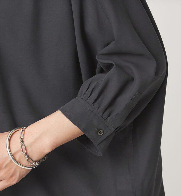 UNITED ARROWS green label relaxing「【WEB限定】＜at ease＞ノーカラー ギャザー ブラウス UVカット 通気性」|シャツ・ブラウス|