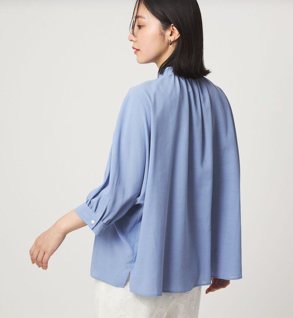 UNITED ARROWS green label relaxing「【WEB限定】＜at ease＞ノーカラー ギャザー ブラウス UVカット 通気性」|シャツ・ブラウス|