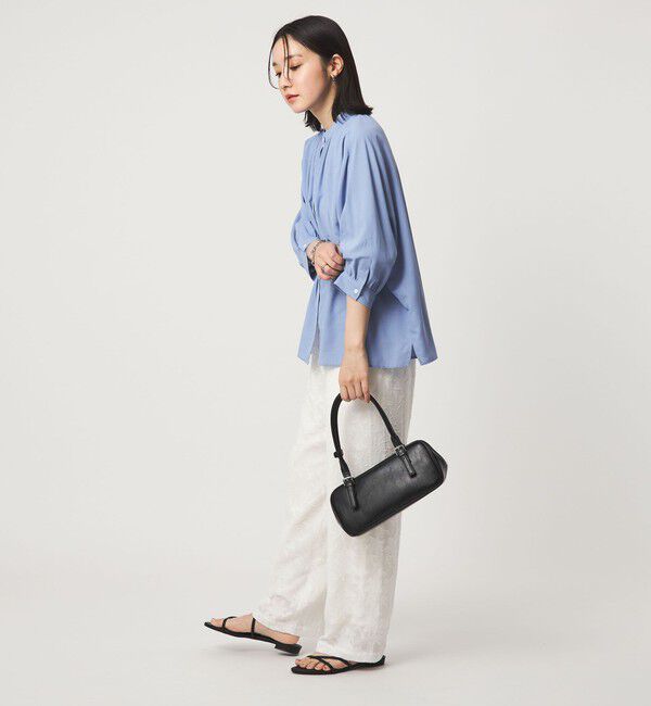 UNITED ARROWS green label relaxing「【WEB限定】＜at ease＞ノーカラー ギャザー ブラウス UVカット 通気性」|シャツ・ブラウス|