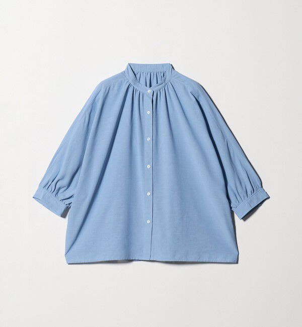 UNITED ARROWS green label relaxing「【WEB限定】＜at ease＞ノーカラー ギャザー ブラウス UVカット 通気性」|シャツ・ブラウス|