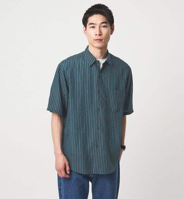 UNITED ARROWS green label relaxing「フィブリル ストライプ ジャストルーズ 半袖 シャツ」|シャツ・ブラウス|