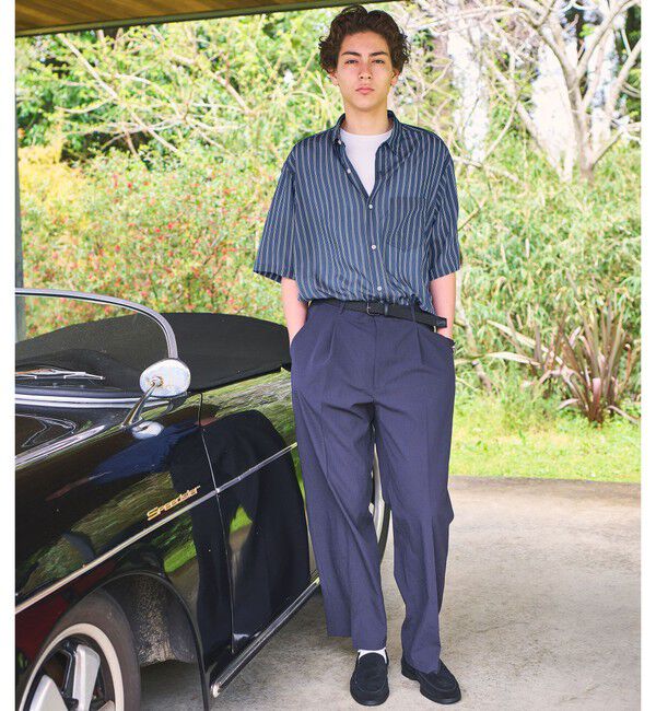 UNITED ARROWS green label relaxing「フィブリル ストライプ ジャストルーズ 半袖 シャツ」|シャツ・ブラウス|
