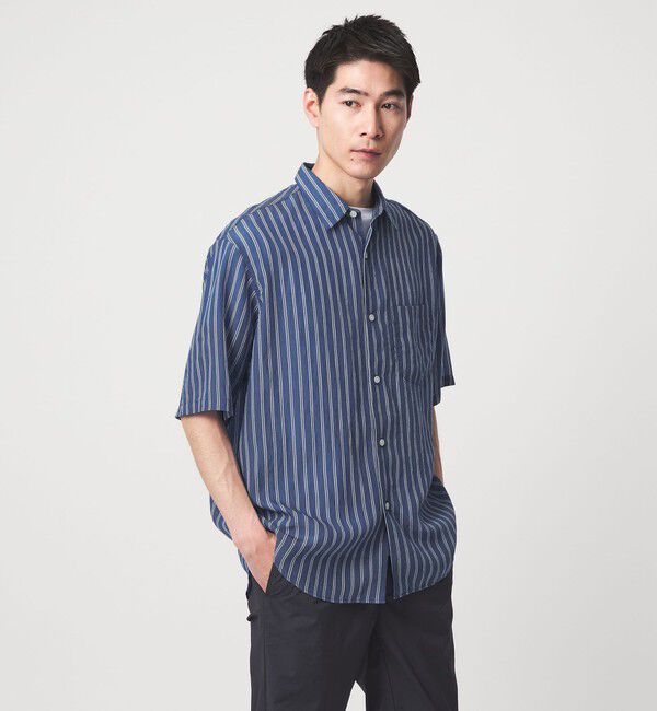 UNITED ARROWS green label relaxing「フィブリル ストライプ ジャストルーズ 半袖 シャツ」|シャツ・ブラウス|