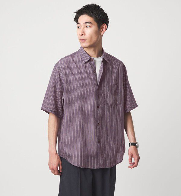UNITED ARROWS green label relaxing「フィブリル ストライプ ジャストルーズ 半袖 シャツ」|シャツ・ブラウス|