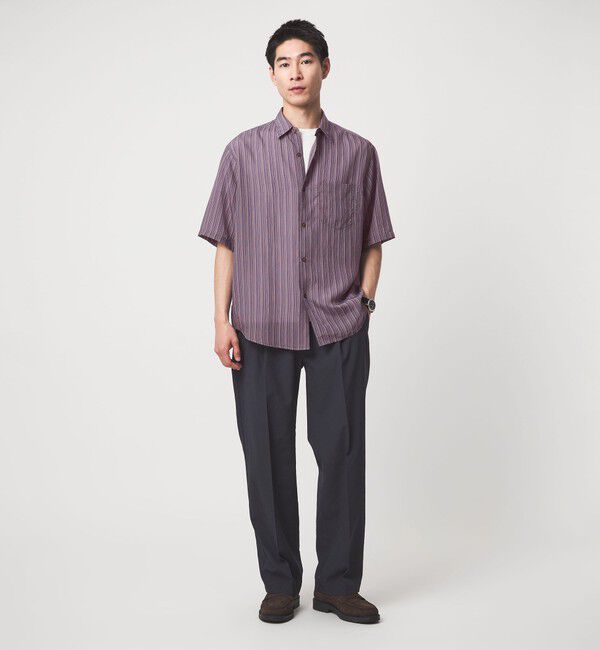 UNITED ARROWS green label relaxing「フィブリル ストライプ ジャストルーズ 半袖 シャツ」|シャツ・ブラウス|