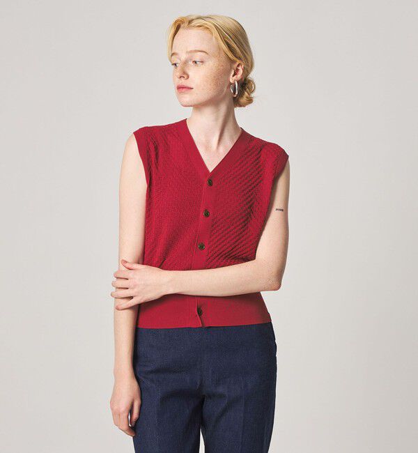 STEVEN ALAN「＜Steven Alan＞スクエア ジャガード ベスト」|ニット・セーター|RED