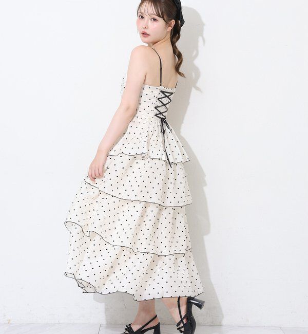  「【Osoroi  Collection】リボンティアードドットロングワンピ」|ワンピース|