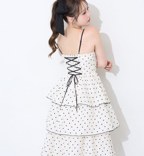  「【Osoroi  Collection】リボンティアードドットロングワンピ」|ワンピース|