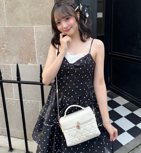  「【Osoroi  Collection】リボンティアードドットロングワンピ」|ワンピース|