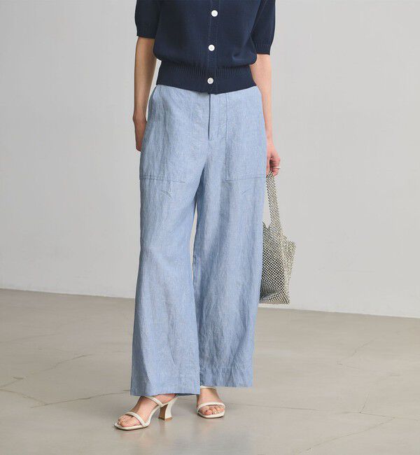 UNITED ARROWS「リネン パッチポケット イージーパンツ ‐ウォッシャブル‐」|チノ|LT.BLUE