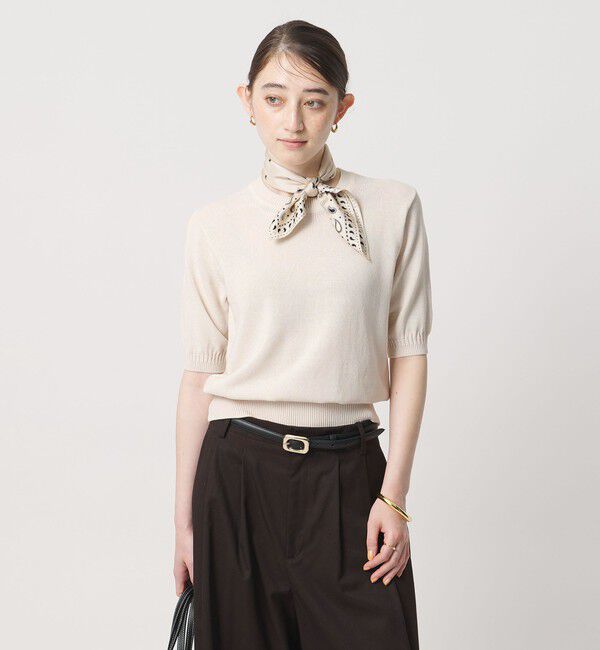 UNITED ARROWS「クルーネック ベーシック ショートスリーブ ニット ‐ウォッシャブル‐」|ニット・セーター|NATURAL