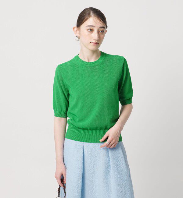UNITED ARROWS「クルーネック ベーシック ショートスリーブ ニット ‐ウォッシャブル‐」|ニット・セーター|