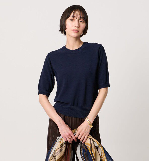 UNITED ARROWS「クルーネック ベーシック ショートスリーブ ニット ‐ウォッシャブル‐」|ニット・セーター|
