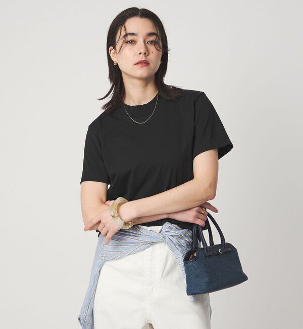 UNITED ARROWS green label relaxing「＜スタイリスト兵藤千尋さんコラボ＞ワイドネック Tシャツ UVカット」|Tシャツ・カットソー|BLACK