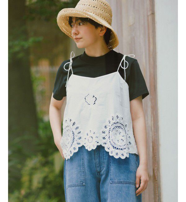 UNITED ARROWS green label relaxing「＜スタイリスト兵藤千尋さんコラボ＞ワイドネック Tシャツ UVカット」|Tシャツ・カットソー|