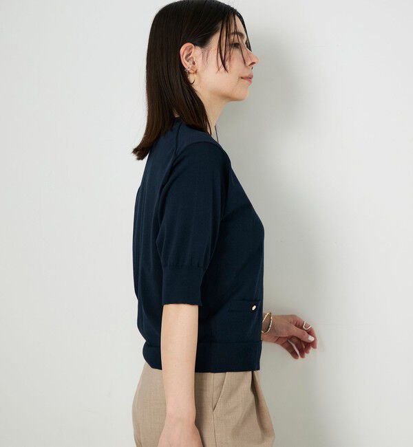 NOLLEY'S「《手洗い可能》エアリーストレッチ5分袖Cネックカーディガン」|カーディガン|