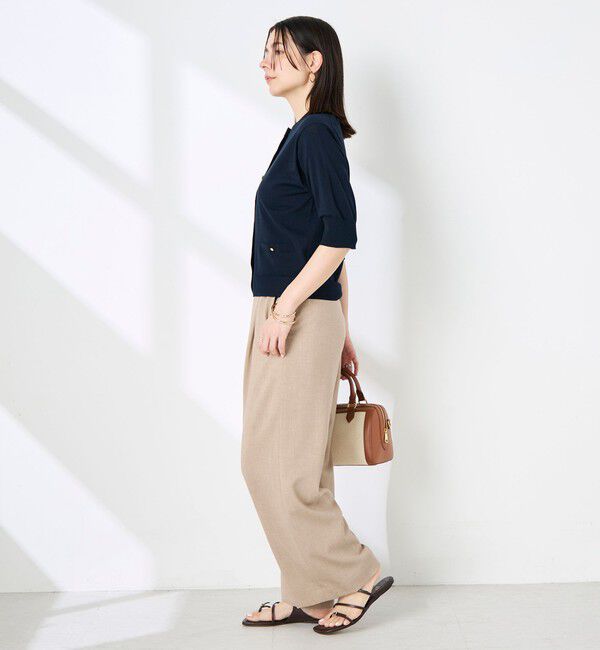 NOLLEY'S「《手洗い可能》エアリーストレッチ5分袖Cネックカーディガン」|カーディガン|