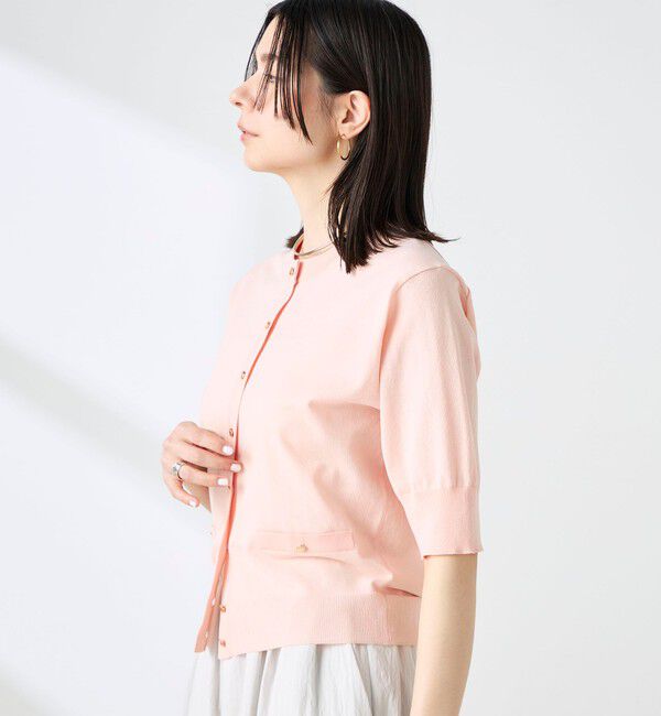 NOLLEY'S「《手洗い可能》エアリーストレッチ5分袖Cネックカーディガン」|カーディガン|