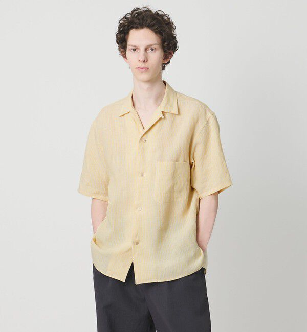 UNITED ARROWS「＜District＞リネン オックスフォード オープンカラーシャツ」|シャツ・ブラウス|YELLOW