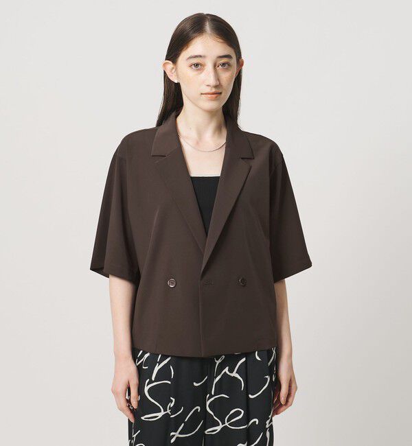 UNITED ARROWS「ツイル ハーフスリーブ シャツ ジャケット ‐ストレッチ 防シワ 接触冷感‐」|シャツ・ブラウス|DK.BROWN