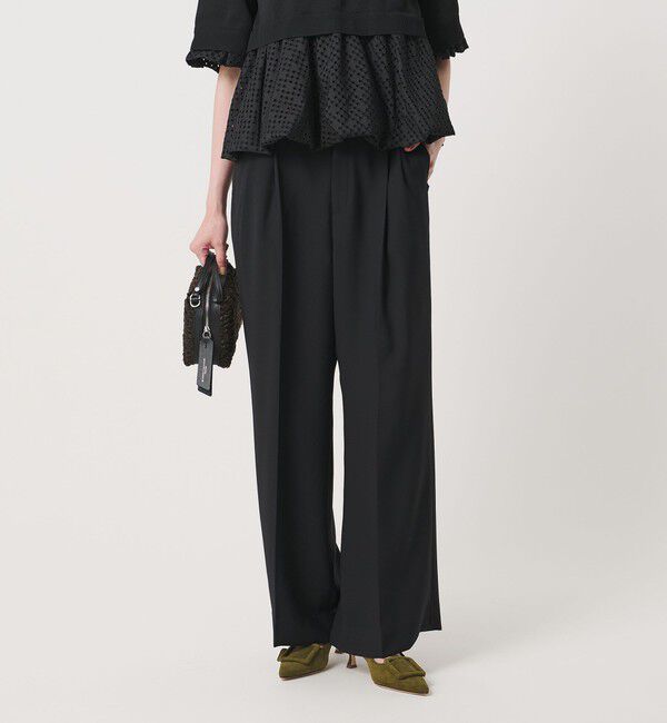 UNITED ARROWS「ポリエステル 2タック ワイドパンツ ‐吸水速乾 帯電防止 接触冷感‐」|スラックス|