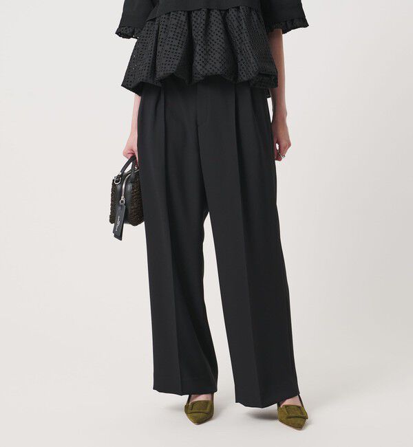 UNITED ARROWS「ポリエステル 2タック ワイドパンツ ‐吸水速乾 帯電防止 接触冷感‐」|スラックス|