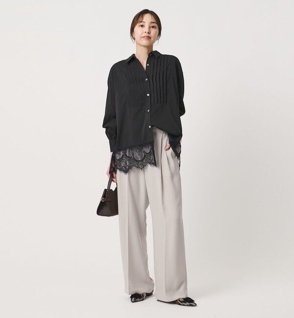 UNITED ARROWS「ポリエステル 2タック ワイドパンツ ‐吸水速乾 帯電防止 接触冷感‐」|スラックス|