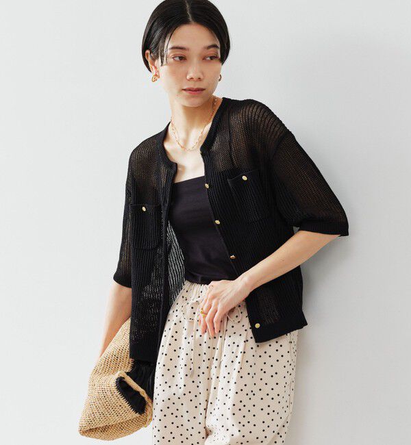 UNITED ARROWS green label relaxing「【結論シリーズ】デイリーメッシュカーデ ウォッシャブル」|カーディガン|