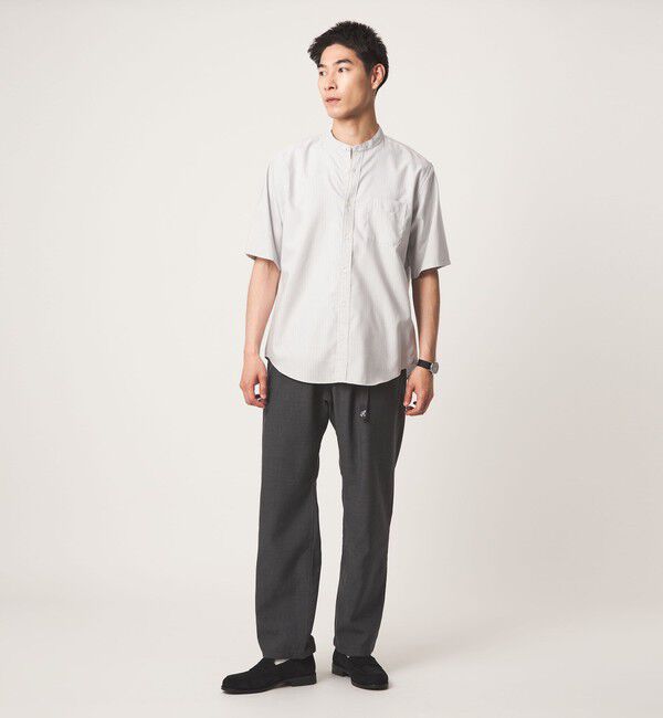 UNITED ARROWS green label relaxing「W/R オックスフォード ストライプ バンドカラー 半袖 シャツ」|シャツ・ブラウス|