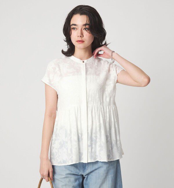 UNITED ARROWS green label relaxing「カット ジャガード フレンチスリーブ ブラウス」|シャツ・ブラウス|