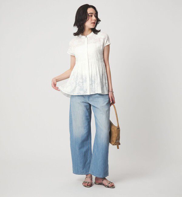 UNITED ARROWS green label relaxing「カット ジャガード フレンチスリーブ ブラウス」|シャツ・ブラウス|