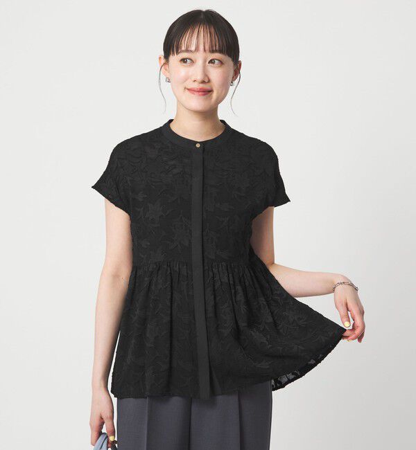 UNITED ARROWS green label relaxing「カット ジャガード フレンチスリーブ ブラウス」|シャツ・ブラウス|