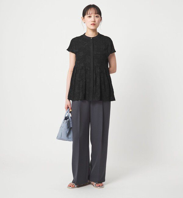 UNITED ARROWS green label relaxing「カット ジャガード フレンチスリーブ ブラウス」|シャツ・ブラウス|