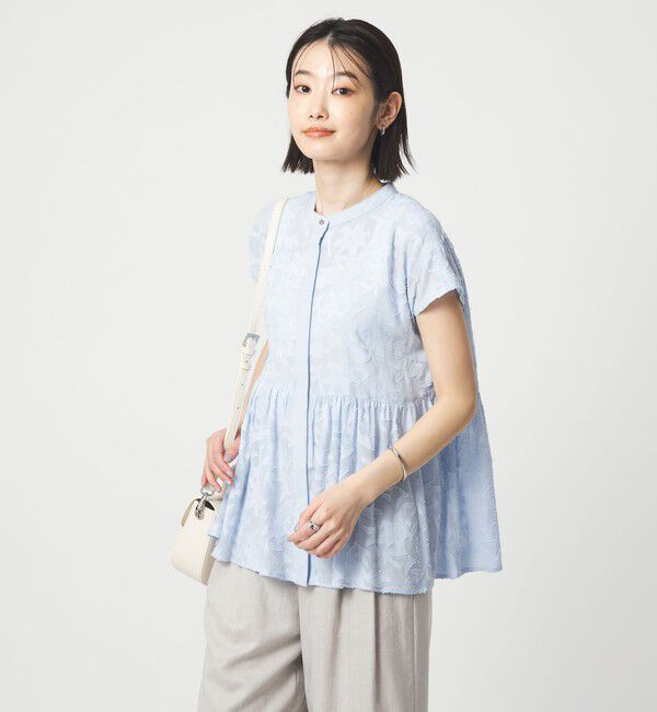 UNITED ARROWS green label relaxing「カット ジャガード フレンチスリーブ ブラウス」|シャツ・ブラウス|